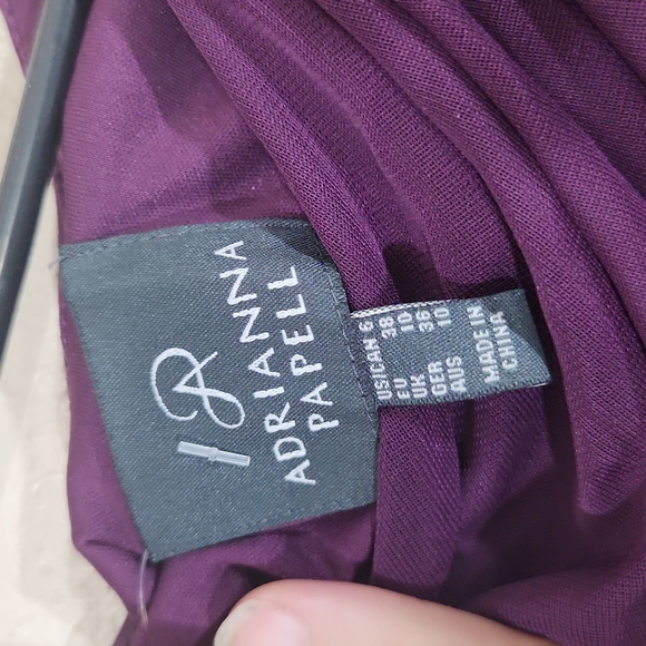 Adrianna Papell Plum Purple Sheer Fitted Dress SZ 6 - Picture 7 of 7